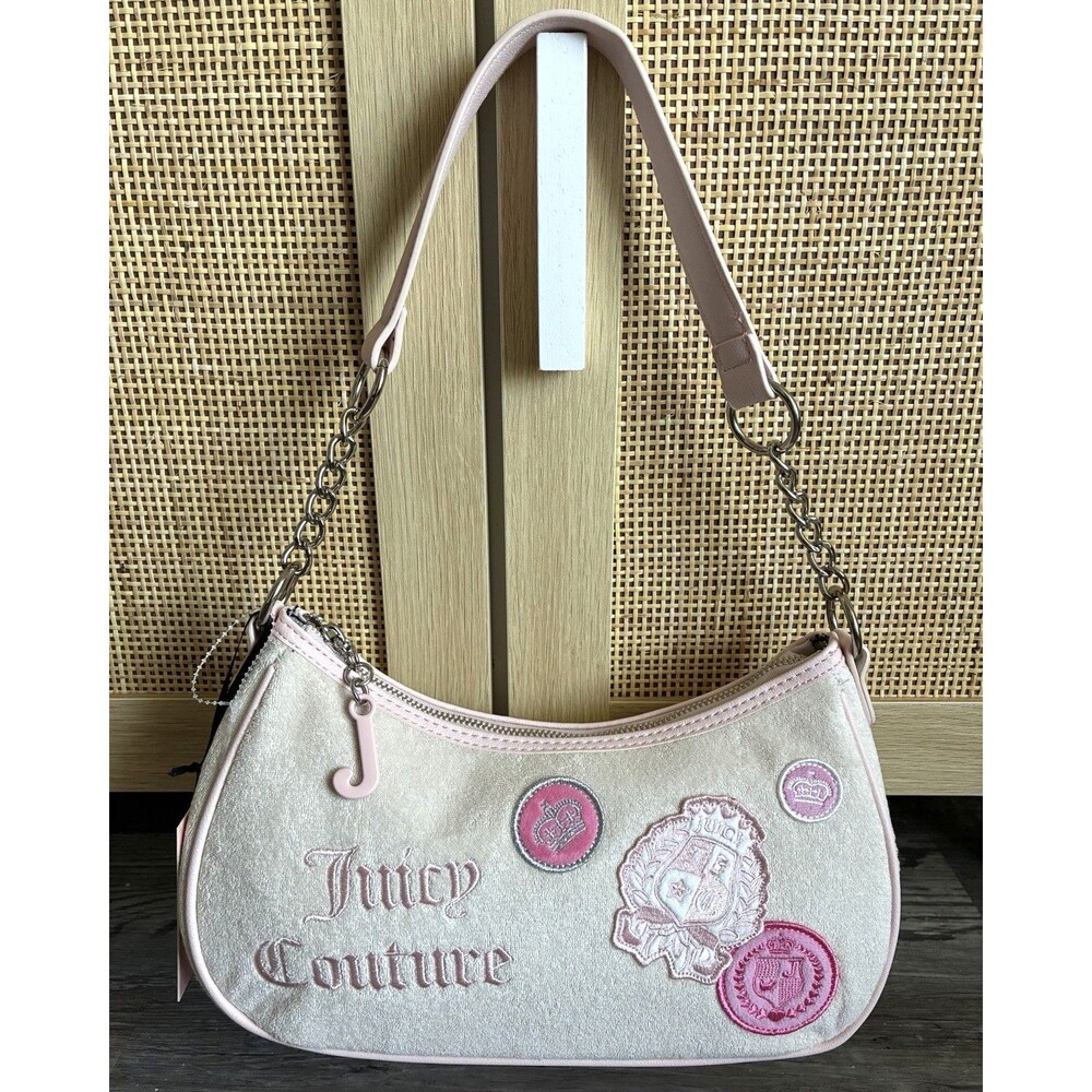 Juicy Couture Crystal Juicy Girls Rule Pink Terry Cloth Shoulder Bag NWT